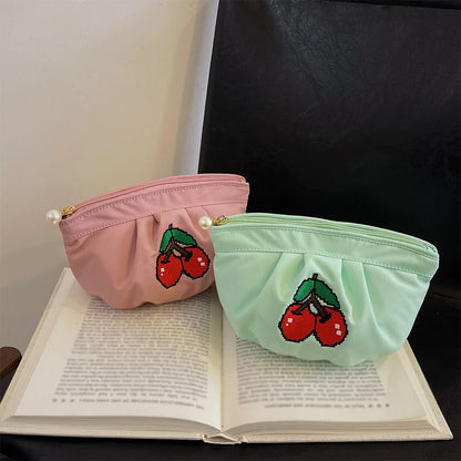 Cherry Embroidery Toiletry Bag