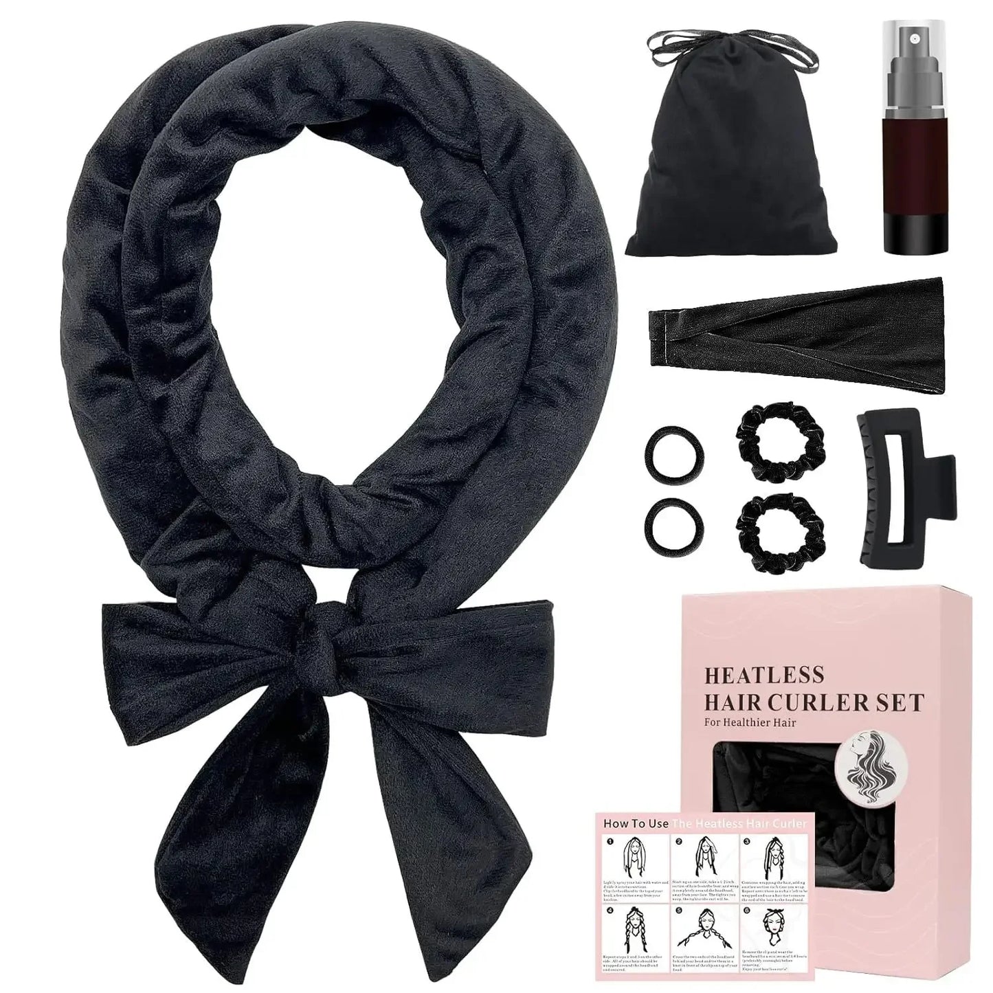 Heatless Sleeping Hair Curling Rod Headband Set