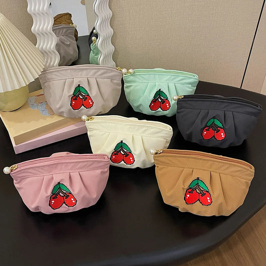 Cherry Embroidery Toiletry Bag