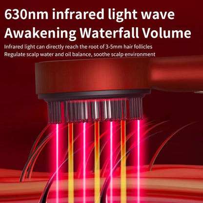 Electric Microcurrent Red Light Scalp & Hair Massage Brush
